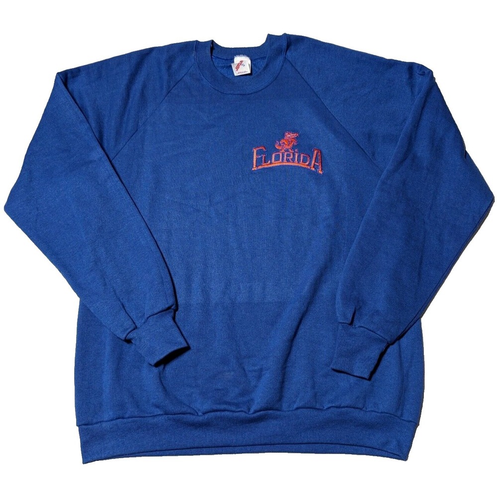 VTG 80s FLORIDA GATORS Men XL Blue Pullover Jerzees Sweatshirt‎ Made In USA